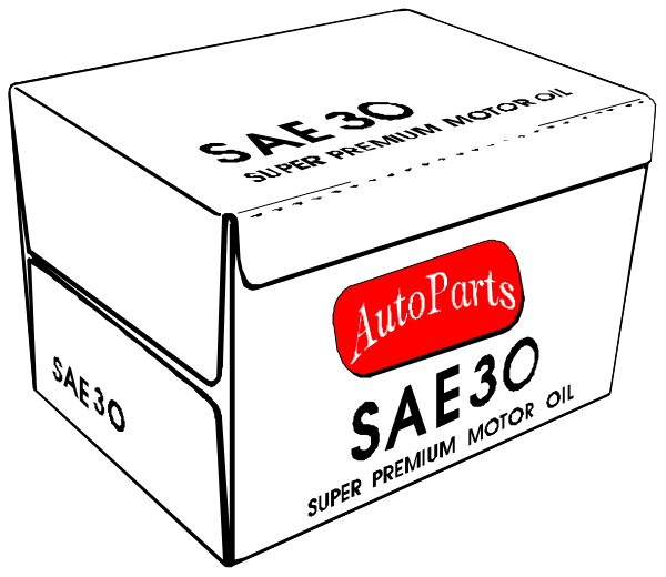 The image shows two boxes of SAE30 motor oil from AutoParts with a black background.