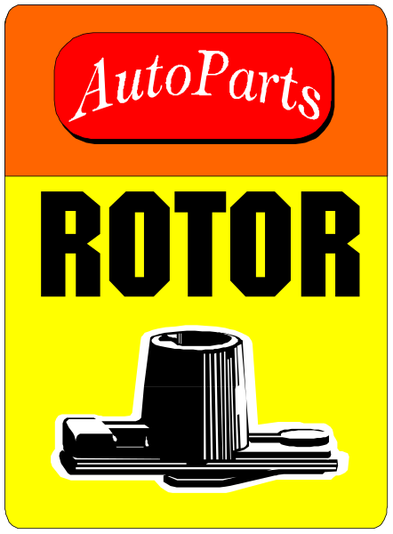 The image shows a sign for AutoParts with an illustration of a rotor on it.
