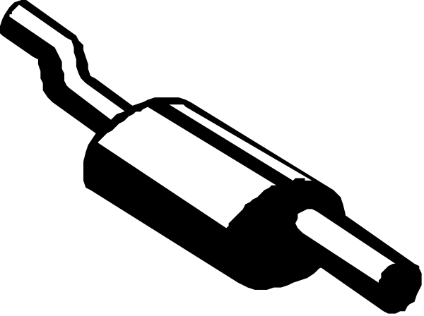 The black and white silhouette of a person standing next to an object that resembles a gun with two barrels on top.