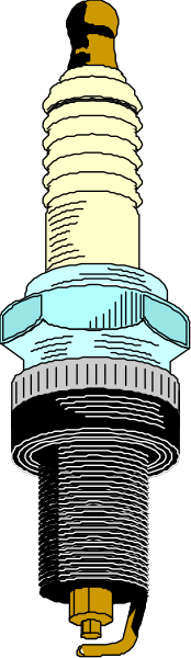 The image shows a close up of an object that resembles a light bulb with two visible filaments inside it against a dark background; there is no text present in this clip-art illustration.