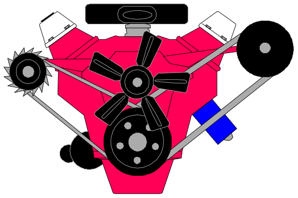 The black and white illustration shows a collection of mechanical parts including gears, springs, nuts, bolts, washers, and other hardware items arranged in an abstract manner with no clear assembly context provided.
