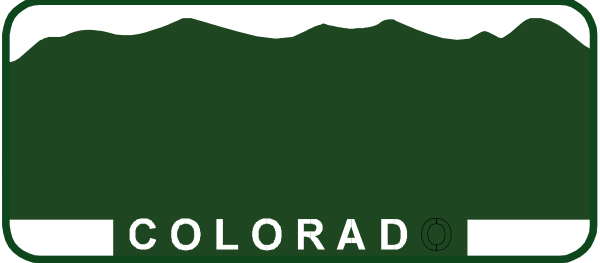 The image shows a green sign with white text that reads "colorado" on it against an indistinct background.