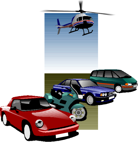 The image shows a collection of cars parked next to each other with an airplane flying overhead above them against a sky background.