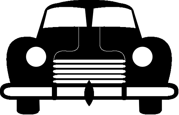 The black and white logo of a car with two doors on either side facing each other is shown against an unidentified background in this small clip-art image.