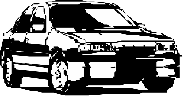 The black and white photo shows two cars parked side by side against a dark background with no visible textures to suggest an environment beyond their immediate vicinity.