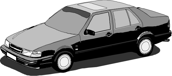 The black and white illustration shows two cars parked side by side: a sedan on the left with its door open revealing an interior view of seats; to the right is another car that appears larger due to perspective, also featuring four doors but without any visible windows or details inside it.