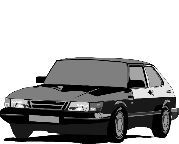 The black and white illustration shows two cars parked side by side with a dark background; there is no text present within this image.