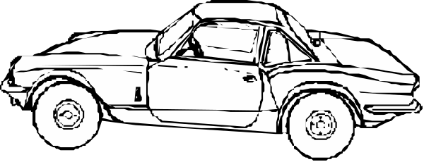The black and white illustration shows a vintage car with an open hood parked on what appears to be asphalt surface at nighttime under clear skies.