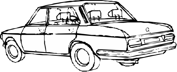 The black and white illustration shows two cars parked side by side on a street with no visible background details.