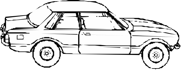 The black and white illustration shows a car with luggage on top parked next to an open trunk at nighttime under what appears to be rainy weather conditions.