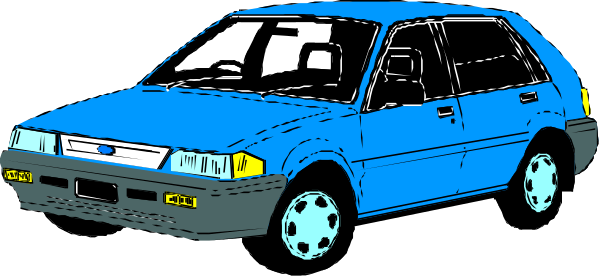 The image shows a blue car with tinted windows parked on an unseen surface at nighttime.
