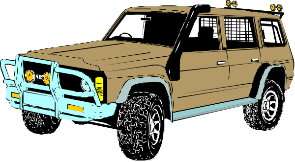 The illustration shows a brown SUV with two visible doors parked on what appears to be an asphalt surface at nighttime under artificial lighting.