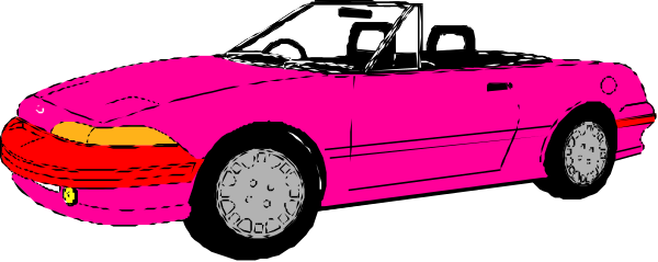 The image shows a pink car with white wheels on top of it.