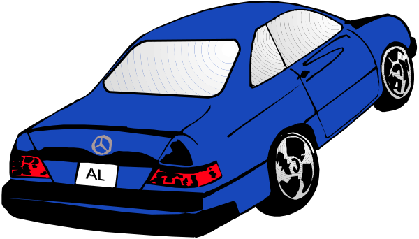 The image shows a blue sports car with red taillights parked on what appears to be an asphalt surface at nighttime under artificial lighting.