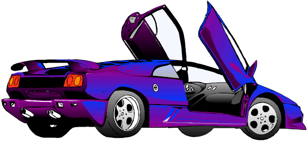 The image shows two sports cars with their hoods open parked side by side against a dark background; there is no text present in this clip-art illustration.