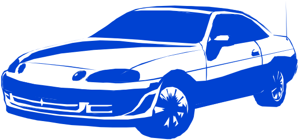The image shows a blue car parked next to another vehicle with its hood up on what appears to be an overcast day in front of buildings that resemble houses.