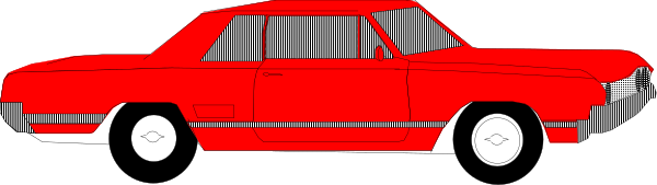 The image shows a red car parked next to another vehicle on an unidentified roadway with no visible textures indicating location or time of day.