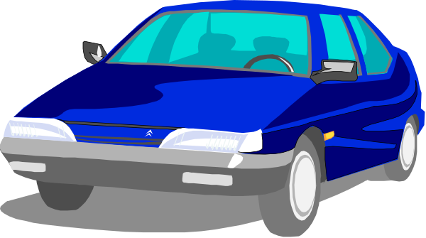 The image shows two blue cars parked side by side on a gray road with no visible background details.