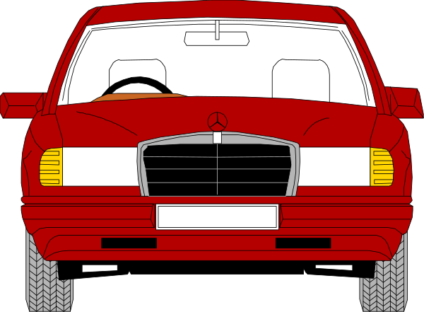 The image shows a red car with white stripes on its hood parked next to an open road sign indicating speed limits of 80 km per hour in both directions. There is no visible text within this small clip-art illustration, and it does not depict any people or animals. It appears that the setting could be near a highway due to the presence of the car on what looks like asphalt road with markings for lanes.