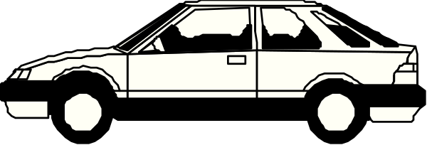 The black and white illustration shows a car on top of another vehicle with both cars facing forward; there is no text present in this image.