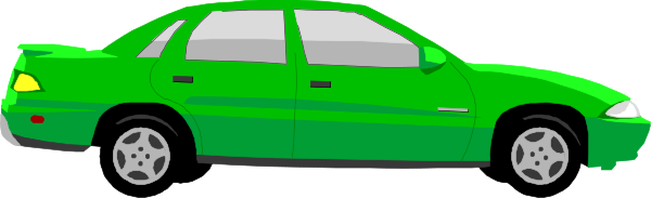 The image shows a green car parked next to another similar vehicle on an unseen roadway with no visible background details.