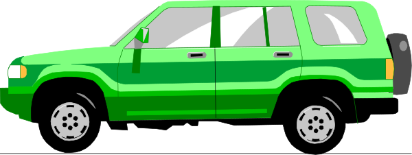 The image shows a green SUV with tinted windows parked on an unseen surface under what appears to be overcast skies.