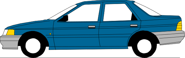 The image shows a blue car on top of another vehicle with white wheels against an indistinct background.