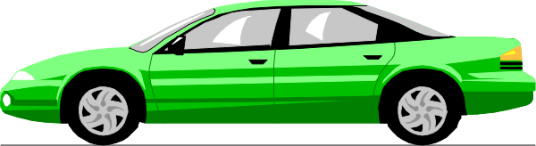 The image shows a green car driving on an unseen road with no visible surroundings.