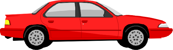 The image shows a red car parked next to another identical vehicle on an unseen roadway with no visible surroundings.