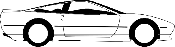 The black and white photo shows two sports cars side by side on a road with no visible background details due to its small size in this clip-art image.