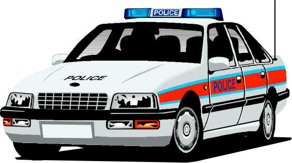 The image shows a police car with its emergency lights on parked next to another identical vehicle that is also marked as "POLICE".