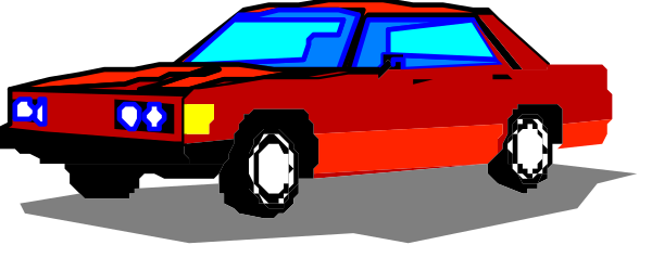The image shows two cars on a road with an overcast sky above them; there is no text present within this small clip-art illustration.