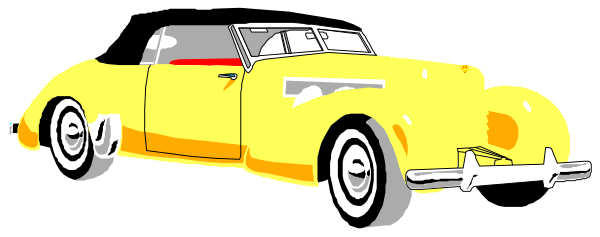 The image shows a yellow car with black tires on top of it, which is driving over another smaller vehicle that appears to be an old-fashioned truck.