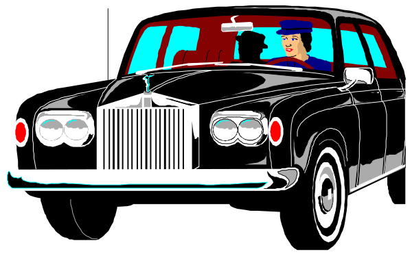 The illustration depicts a vintage car with an open top parked on what appears to be a street at nighttime. Inside the vehicle is a person wearing glasses who seems to have fallen asleep while driving; outside, another individual stands next to the driver's side door of the same model and color as the interior passenger compartment. The setting suggests it could represent either an advertisement or promotional material for luxury vehicles from past decades due to its stylized nature with a limited palette that emphasizes contrast between light and dark areas, giving depth without shading details beyond basic outlines of