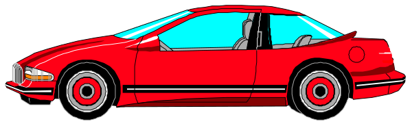 The image shows a red sports car with white wheels parked on an unseen surface next to another identical vehicle that is partially visible in front of it; both cars have black windows and doors, suggesting this could be clip-art for use as part of a larger graphic or design related to automobiles.