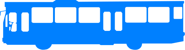 The image shows a blue train on tracks against a grey background with no other visible elements.