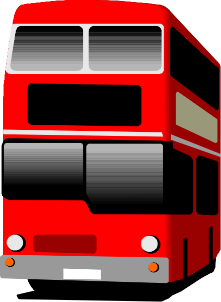 The image shows a red double decker bus with two levels of seating on top against a plain background.