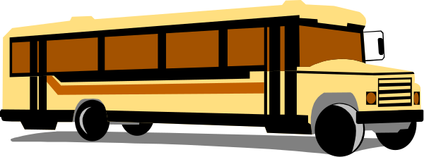 The image shows a yellow school bus on wheels with no passengers visible against an indistinct background.