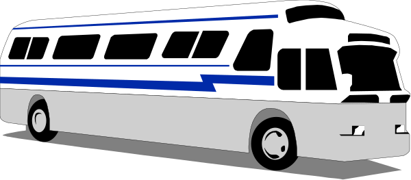 The image shows a black and white illustration of two buses parked side by side on what appears to be an urban street with buildings in the background.