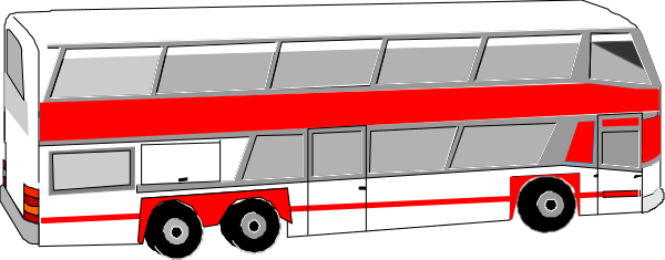The image shows a red bus with white doors parked next to another similar vehicle on what appears to be an overcast day in an urban environment.
