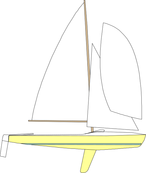 The image shows a simple black and white line drawing of two sailboats on water with no additional details about their surroundings or any other elements present in the scene.
