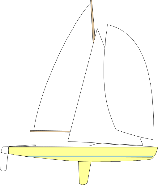 The image shows a simple black and white line drawing of two sailboats on water with no additional details about their surroundings or any other elements present in the scene.