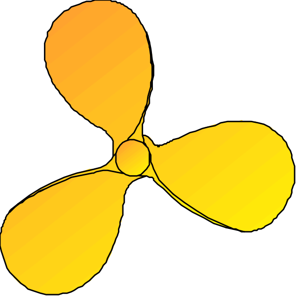 The image shows a stylized graphic of three yellow propellers against a black background with no additional context provided about any other elements in the scene.