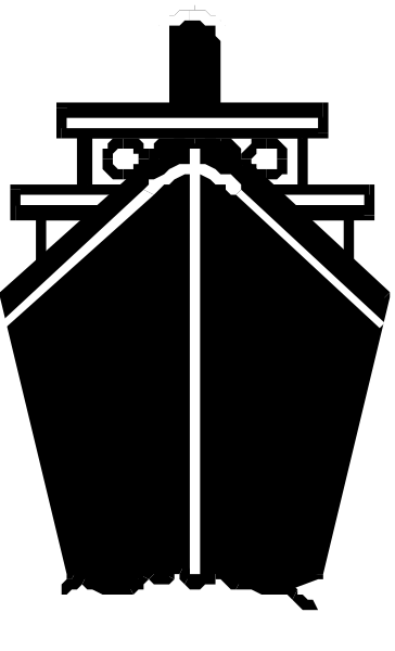 The black and white logo of a church with an anchor symbol on it.