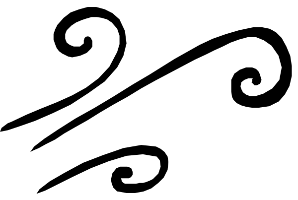 Three black curved lines ending in spiral swirls.