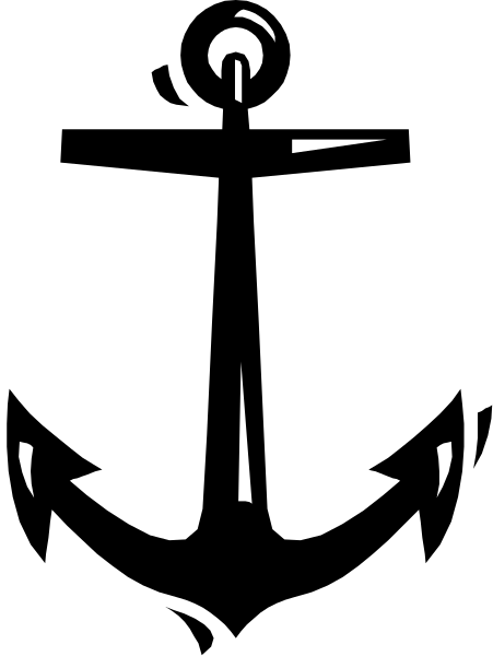 The image shows a black silhouette of an object with two distinct shapes on either side against a white background.