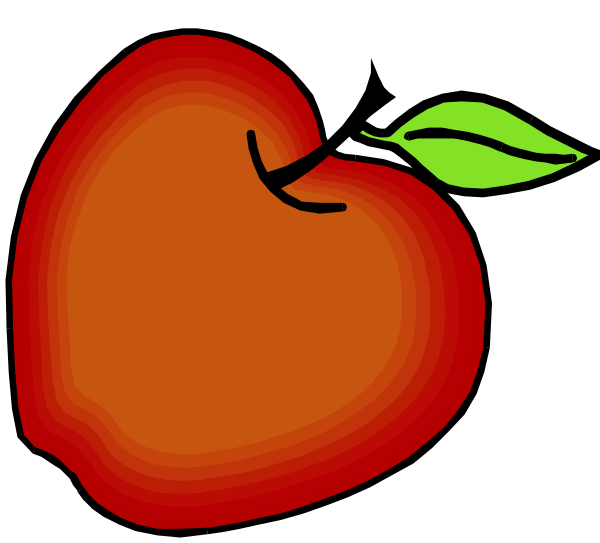 The image shows a cartoon apple with an eye peeking out from behind it on top of another red apple that has been cut in half to reveal its interior texture.