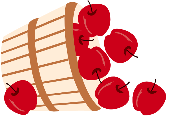 The illustration shows a cartoon of cherry pie with cherries on top being served from an ice cream cone-shaped container to another similar one in front of it; both containers have wooden spoons sticking out, and there is no text present within this image.
