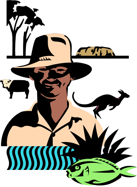 The image shows a cartoon of an angler with fishing gear on his hat standing next to two fish; he is wearing sunglasses and has short hair.