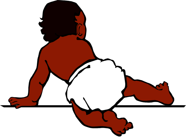 The image shows a red cartoon character lying on its stomach with arms stretched out as if falling forward against an unseen surface in what appears to be darkness.